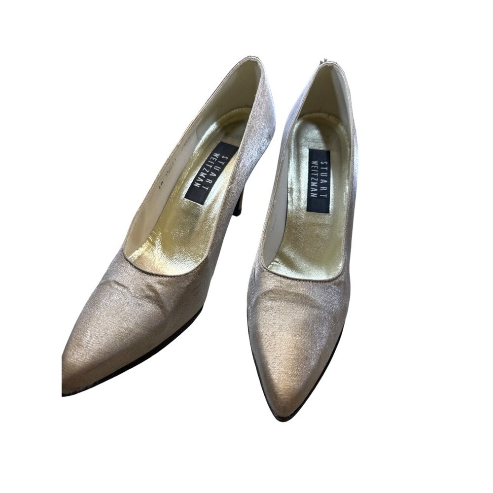 Stuart Weizman Women’s Gold Shimmering Shoes Heel… - image 1